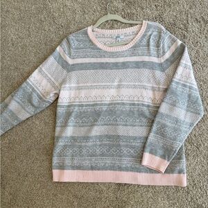 Patterned Pink and Gray Sweater